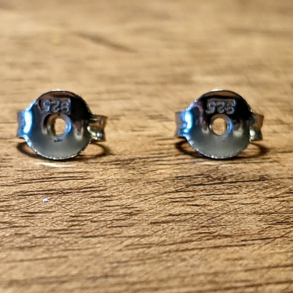 Sterling Garnet Large Stud Earrings - Picture 7 of 10